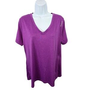 Reebok Women's X-Large Purple Heathered V Neck Athletic T-Shirt XL Gym /B65